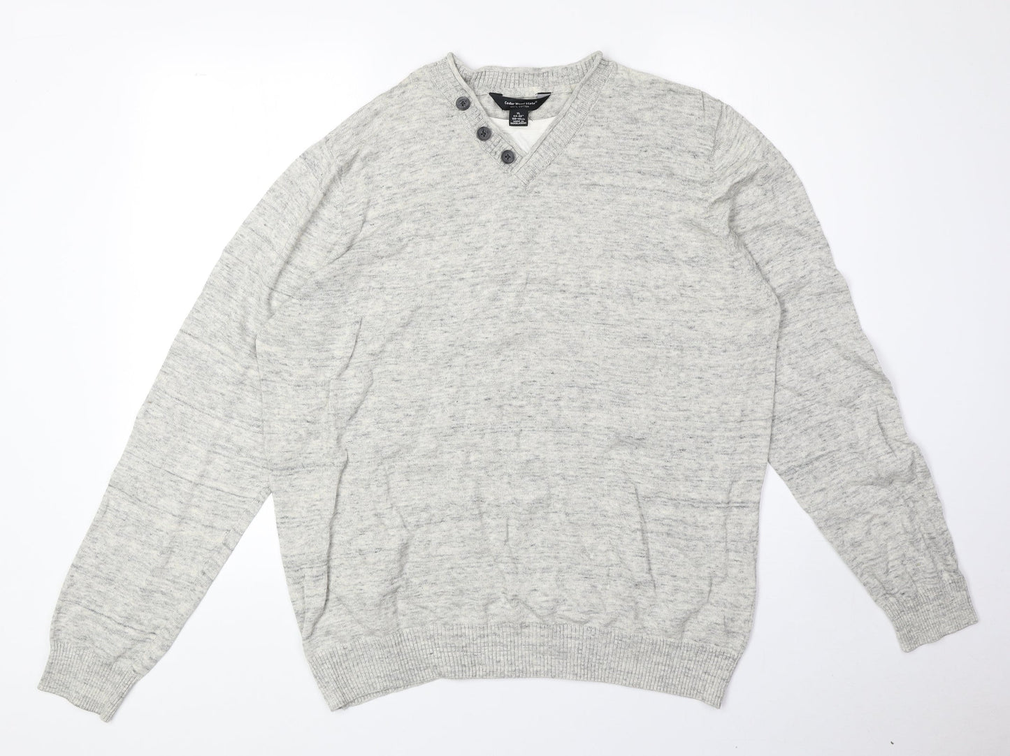 Cedar Wood State Mens Beige Round Neck Cotton Pullover Jumper Size XL