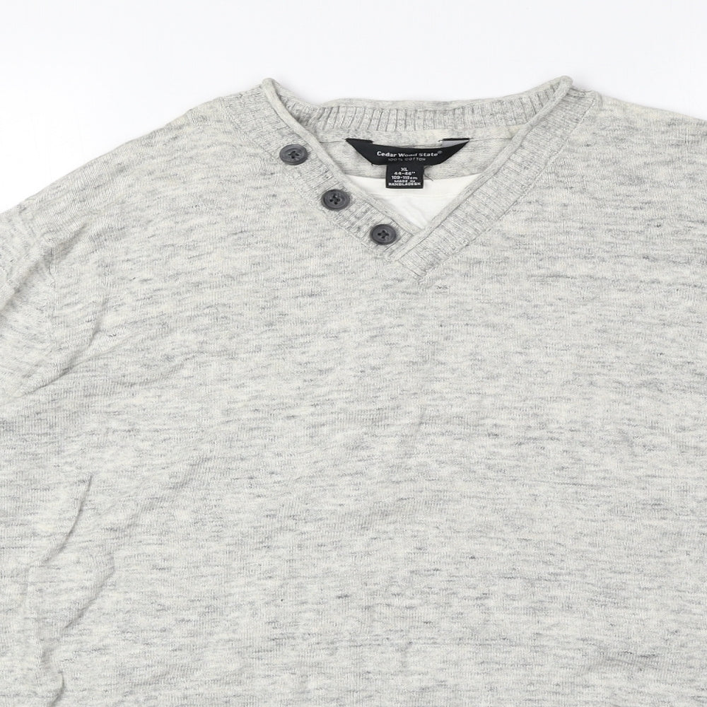 Cedar Wood State Mens Beige Round Neck Cotton Pullover Jumper Size XL