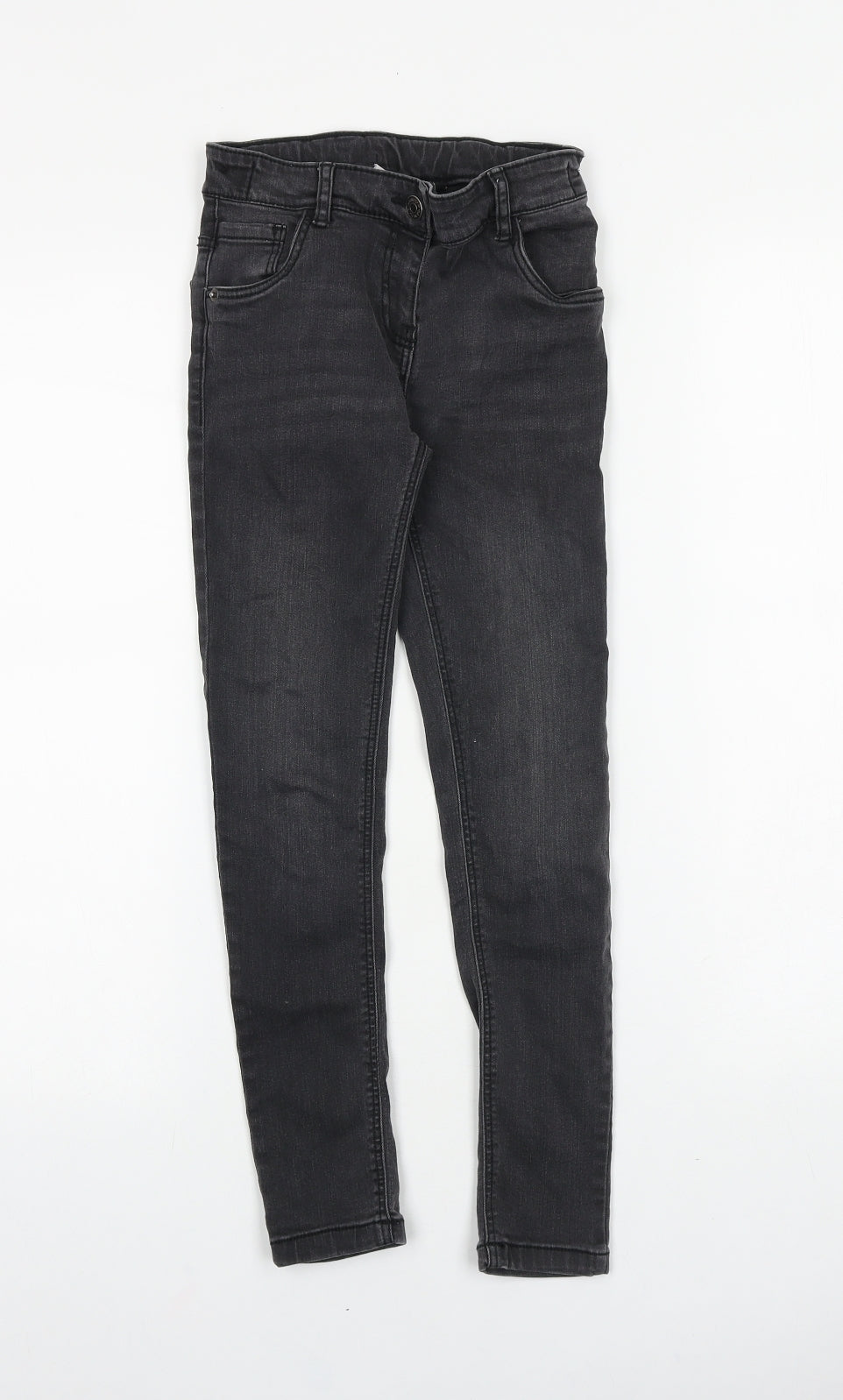 TU Girls Grey 100% Cotton Skinny Jeans Size 9 Years Regular Zip