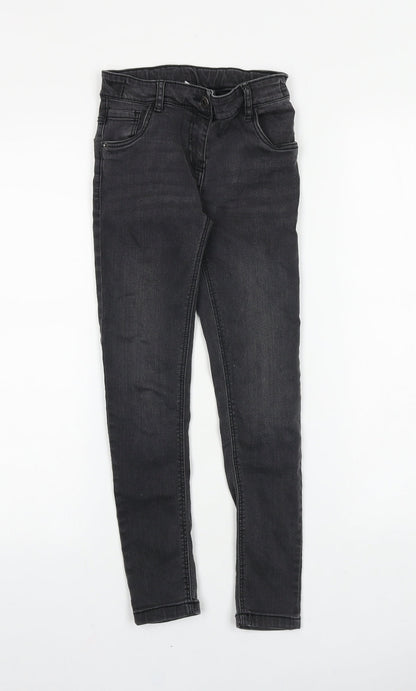 TU Girls Grey 100% Cotton Skinny Jeans Size 9 Years Regular Zip