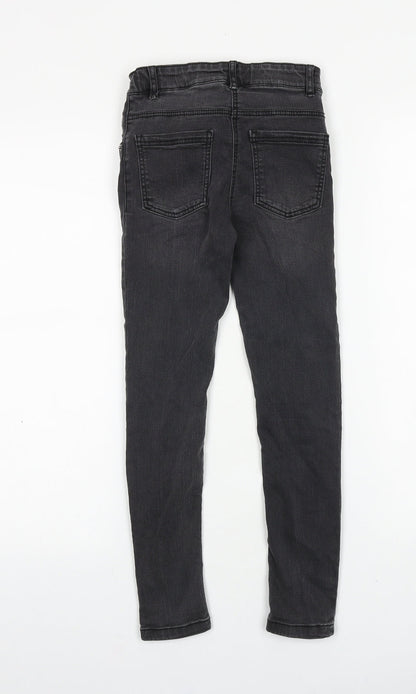TU Girls Grey 100% Cotton Skinny Jeans Size 9 Years Regular Zip