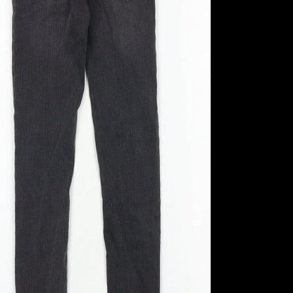 TU Girls Grey 100% Cotton Skinny Jeans Size 9 Years Regular Zip