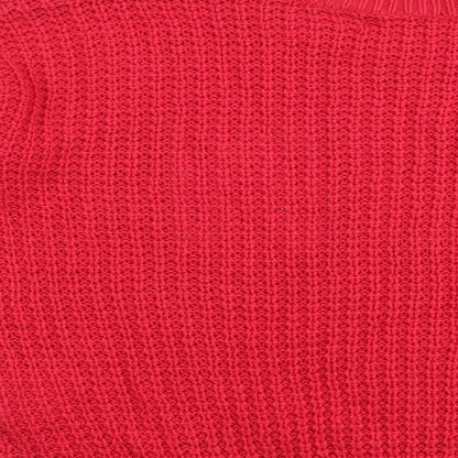 FB Sister Womens Red Round Neck Acrylic Pullover Jumper Size S