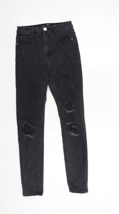 Missguided Womens Black Cotton Skinny Jeans Size 6 L25 in Regular Zip