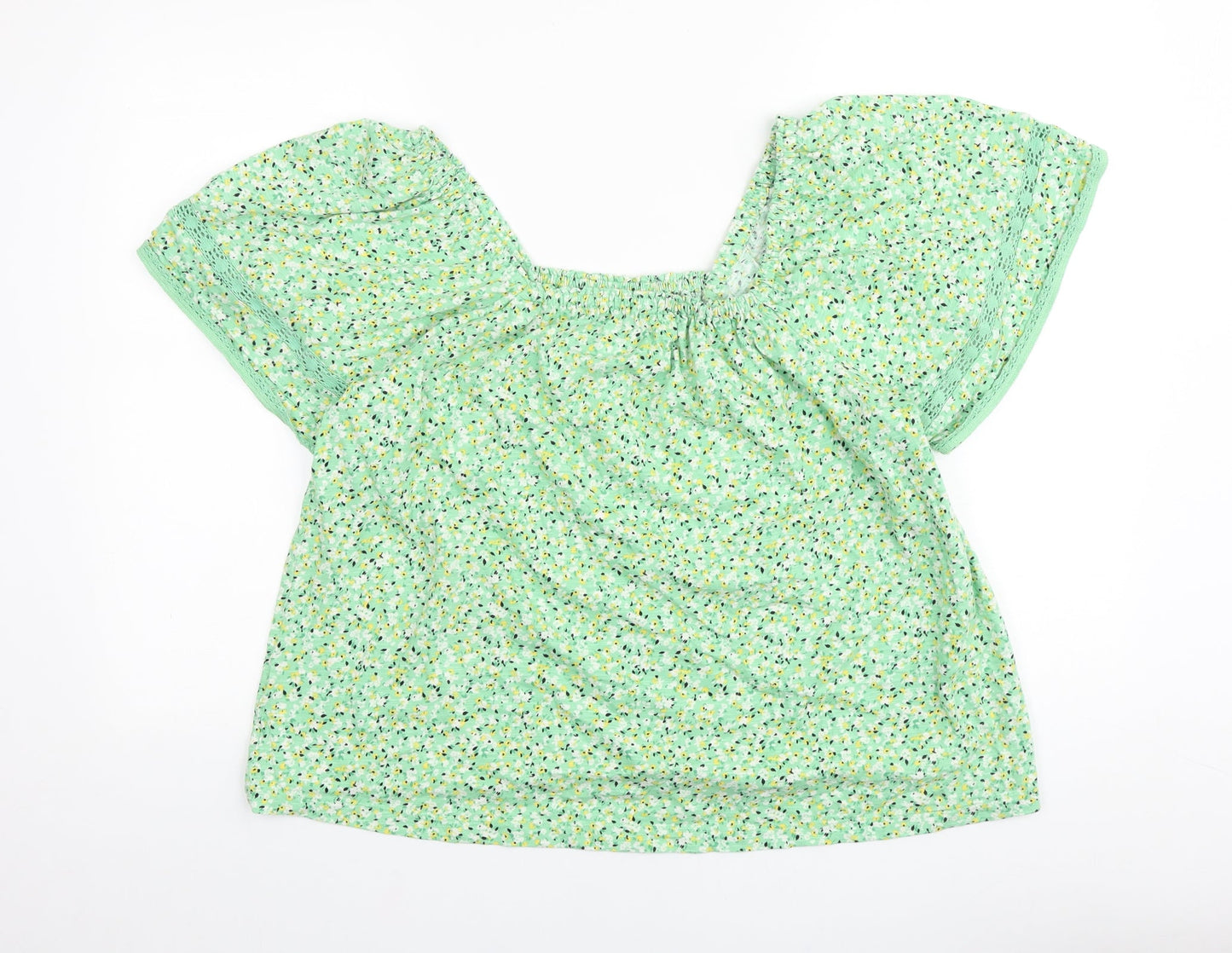 Womens UK Size 16 Marks and Spencer Green Cropped Blouse