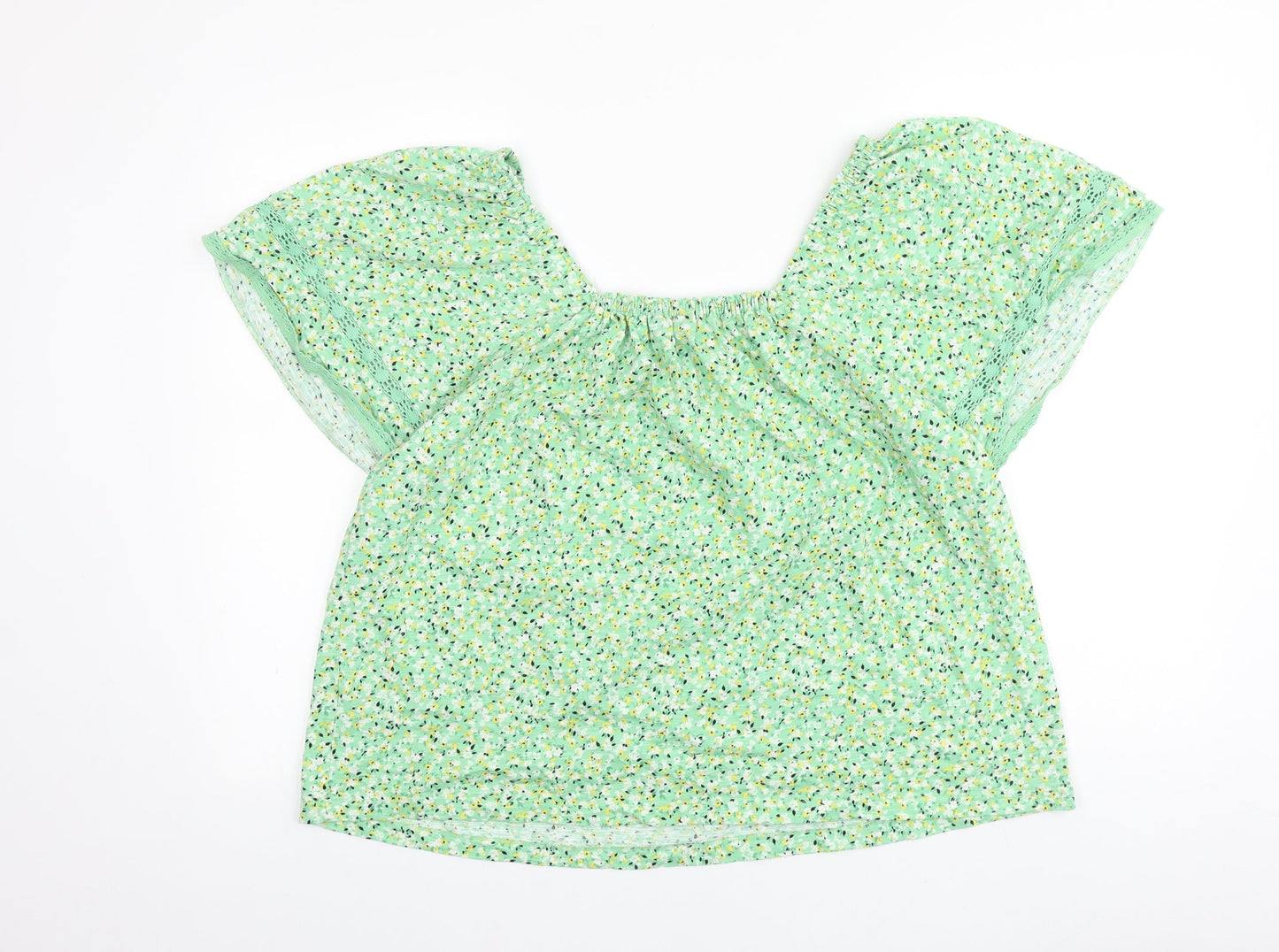 Womens UK Size 16 Marks and Spencer Green Cropped Blouse