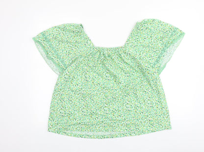 Womens UK Size 16 Marks and Spencer Green Cropped Blouse