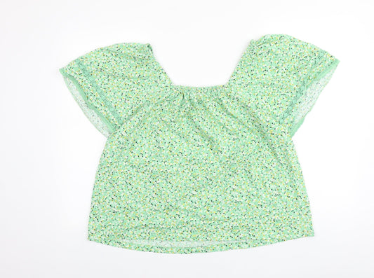 Womens UK Size 16 Marks and Spencer Green Cropped Blouse