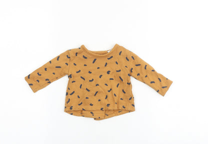 Preworn Baby Orange Geometric 100% Cotton Basic T-Shirt Size Newborn Round Neck Snap