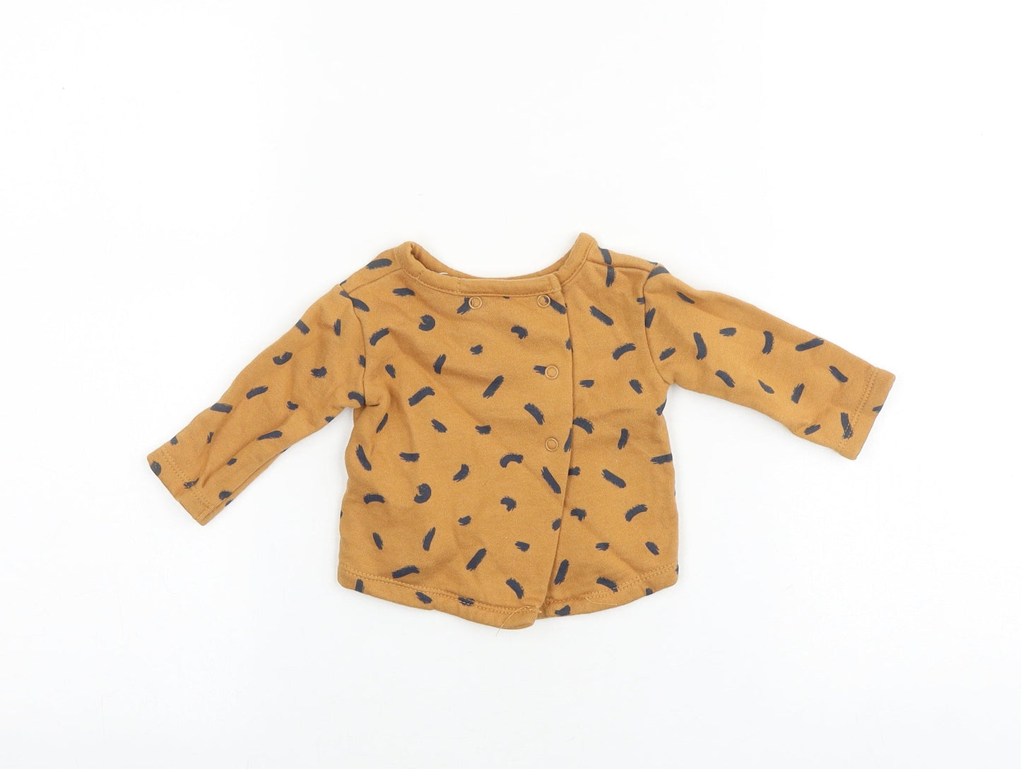 Preworn Baby Orange Geometric 100% Cotton Basic T-Shirt Size Newborn Round Neck Snap