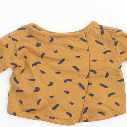 Preworn Baby Orange Geometric 100% Cotton Basic T-Shirt Size Newborn Round Neck Snap