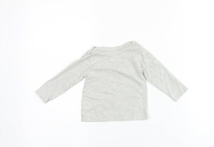 mamas & papas Grey 100% Cotton Basic T-Shirt Size 3-6 Months Round Neck Snap