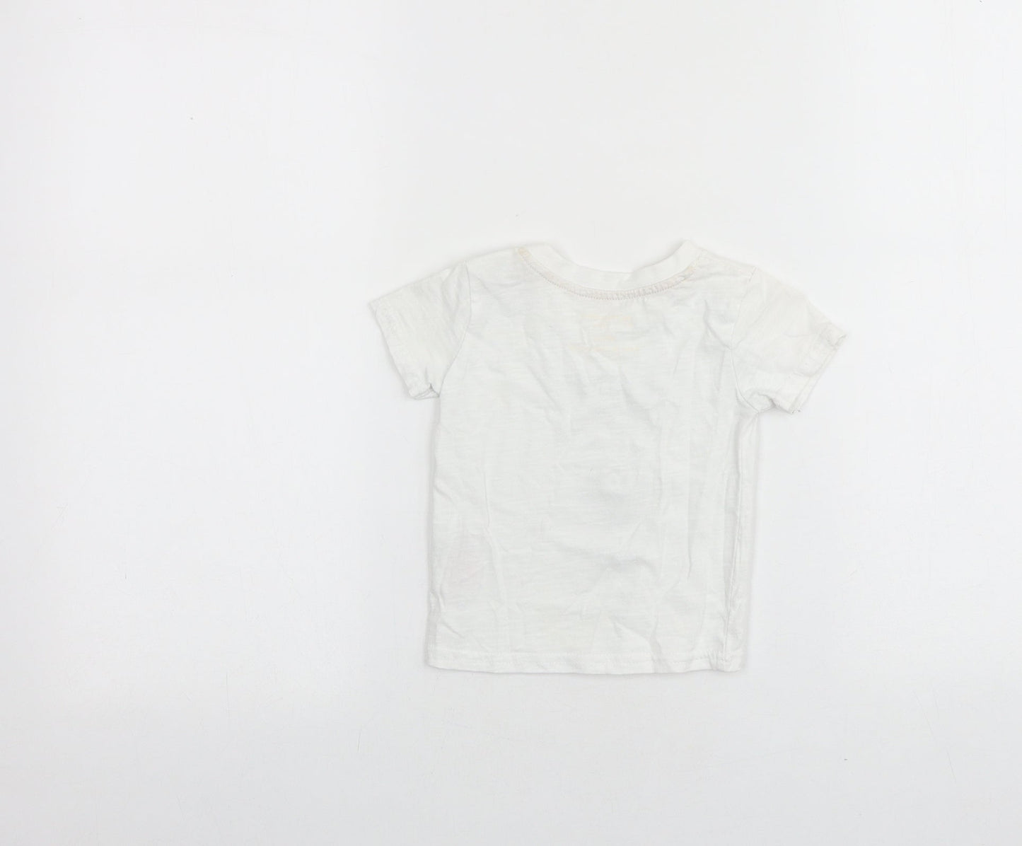 Primark Baby White 100% Cotton Basic T-Shirt Size 3-6 Months Round Neck Pullover - Zebra