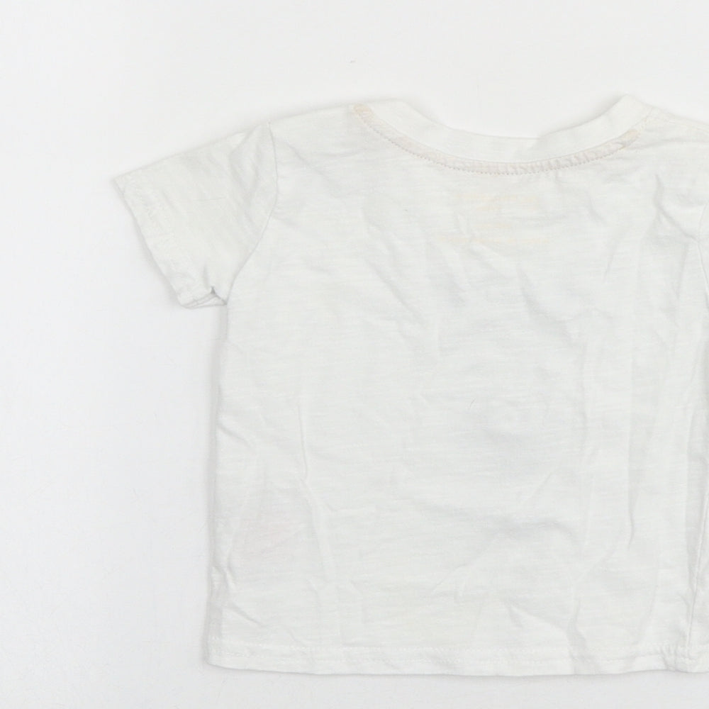 Primark Baby White 100% Cotton Basic T-Shirt Size 3-6 Months Round Neck Pullover - Zebra