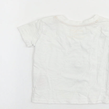 Primark Baby White 100% Cotton Basic T-Shirt Size 3-6 Months Round Neck Pullover - Zebra