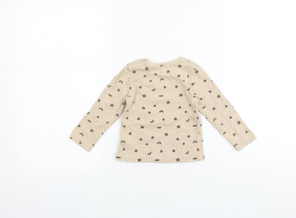 Primark Baby Beige Geometric 100% Cotton Basic T-Shirt Size 12-18 Months Round Neck Pullover