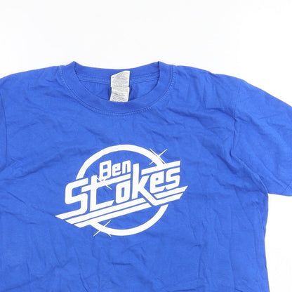 Gildan Boys Blue 100% Cotton Basic T-Shirt Size 13-14 Years Round Neck Pullover - Ben Stokes
