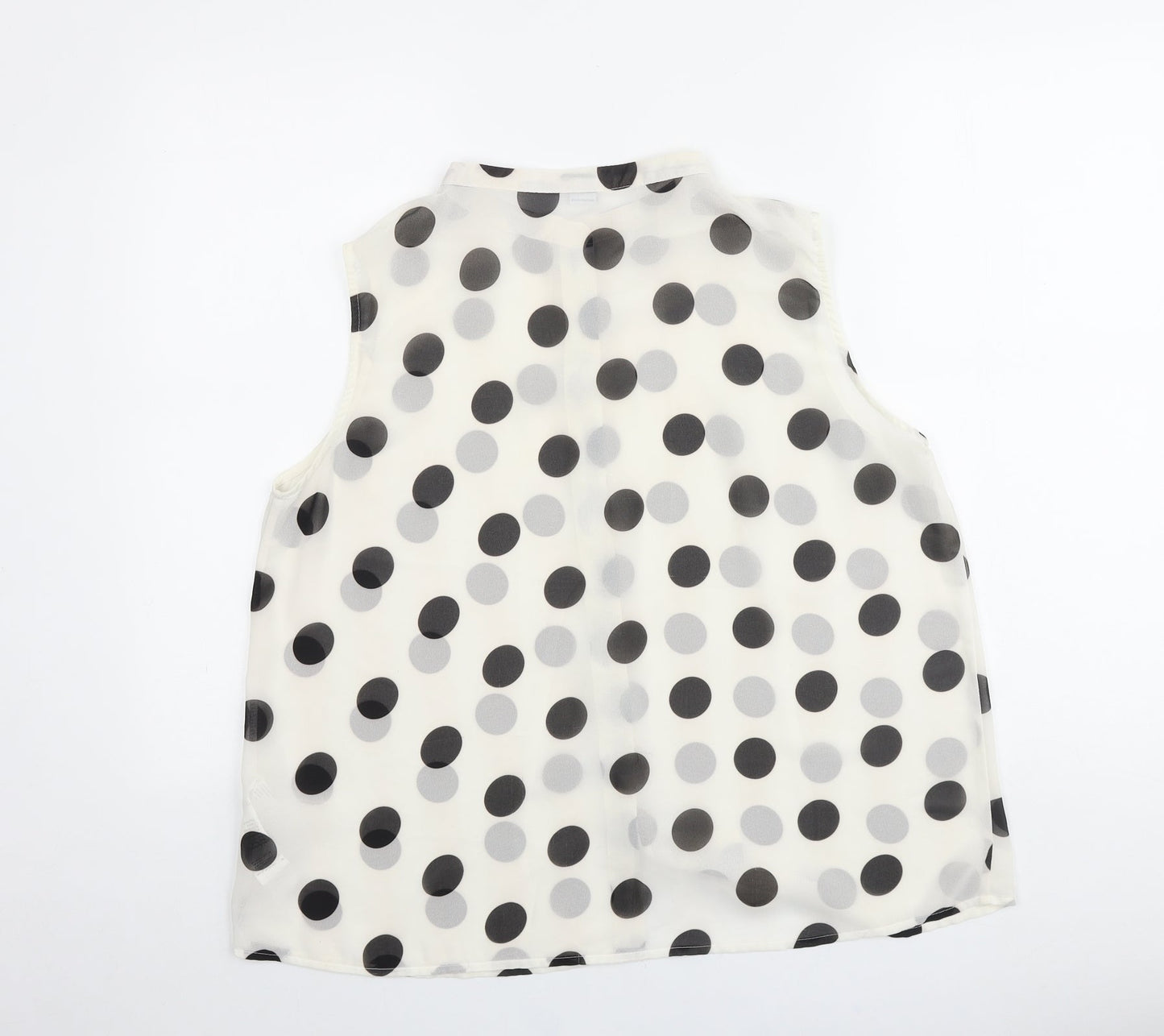 Cotton On Womens Ivory Polka Dot Polyester Basic Blouse Size L Round Neck