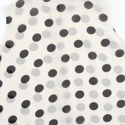 Cotton On Womens Ivory Polka Dot Polyester Basic Blouse Size L Round Neck