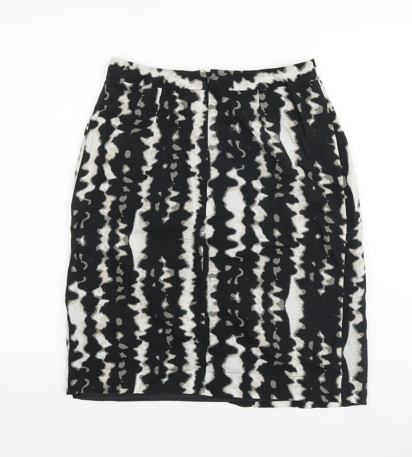 Monsoon Womens Black Geometric Cotton Wrap Skirt Size 8 Zip