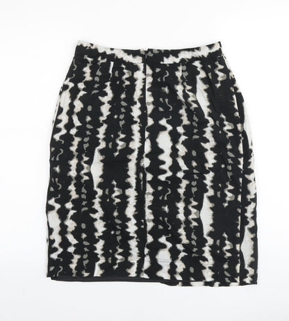 Monsoon Womens Black Geometric Cotton Wrap Skirt Size 8 Zip