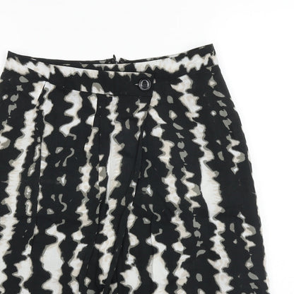 Monsoon Womens Black Geometric Cotton Wrap Skirt Size 8 Zip
