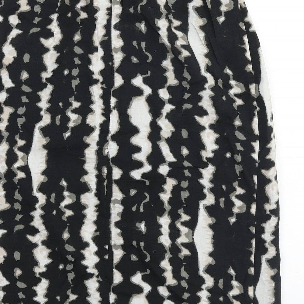 Monsoon Womens Black Geometric Cotton Wrap Skirt Size 8 Zip