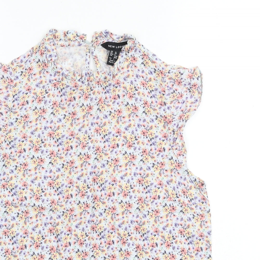 Womens UK Size 10 New Look Multicoloured Basic Blouse