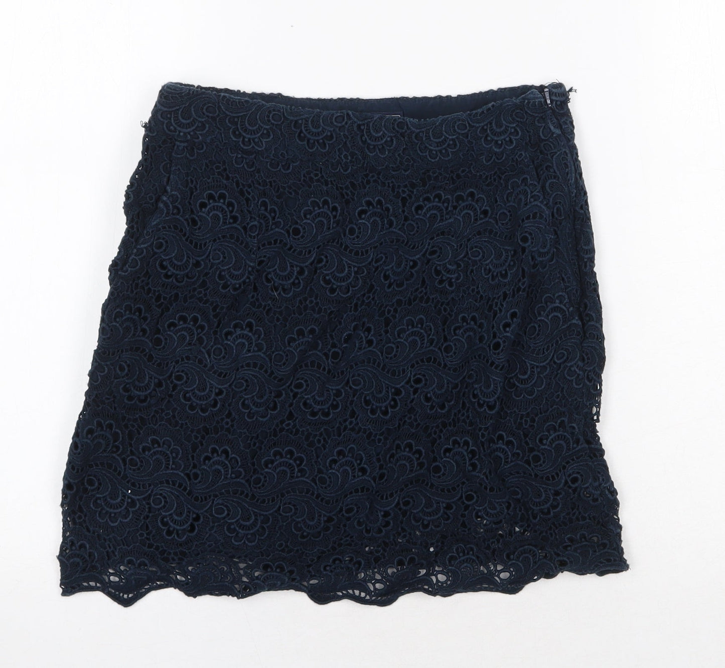 Jack Wills Womens Blue Geometric Cotton Mini Skirt Size 8 Zip