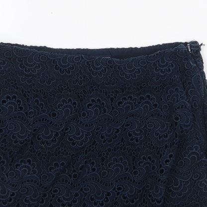 Jack Wills Womens Blue Geometric Cotton Mini Skirt Size 8 Zip