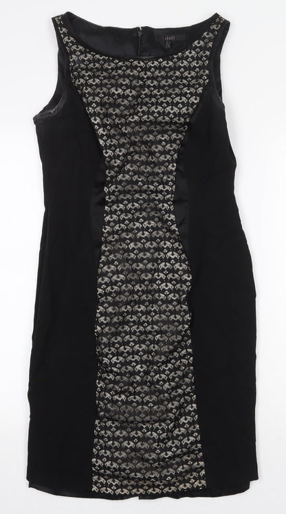 Coast Womens Black Polyester Sheath Size 14 Boat Neck Zip