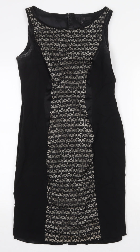 Coast Womens Black Polyester Sheath Size 14 Boat Neck Zip