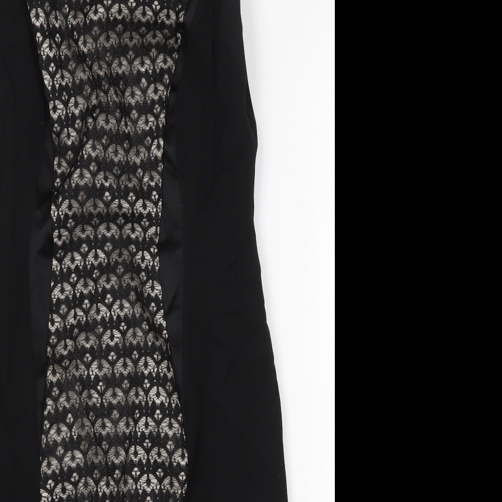 Coast Womens Black Polyester Sheath Size 14 Boat Neck Zip