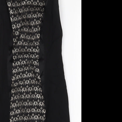 Coast Womens Black Polyester Sheath Size 14 Boat Neck Zip