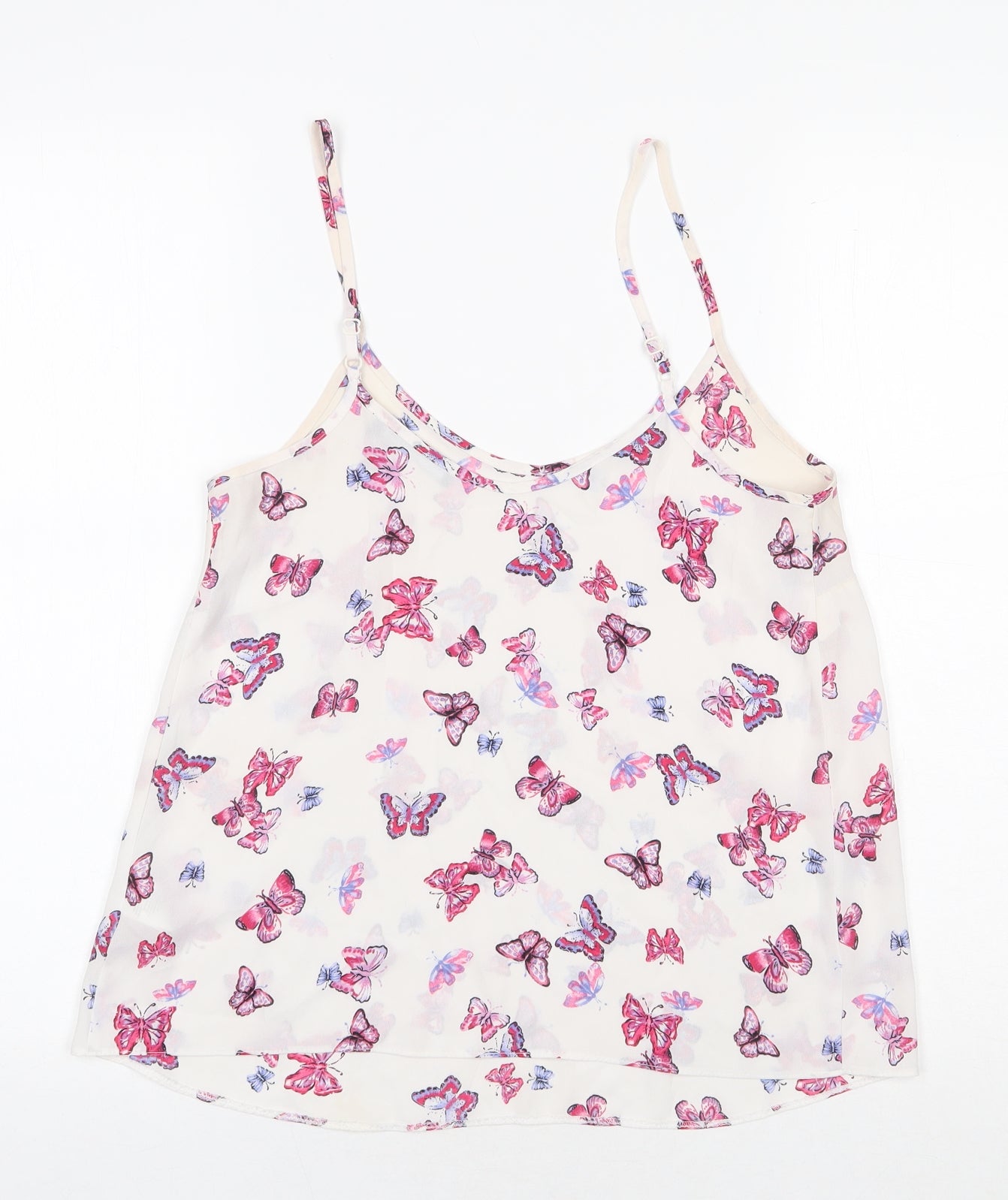 Atmosphere Womens White Geometric Polyester Camisole Tank Size 6 Scoop Neck - Butterfly