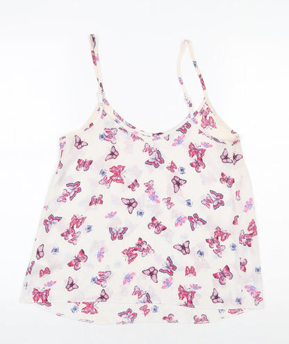 Atmosphere Womens White Geometric Polyester Camisole Tank Size 6 Scoop Neck - Butterfly