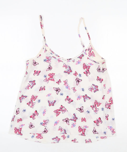 Atmosphere Womens White Geometric Polyester Camisole Tank Size 6 Scoop Neck - Butterfly