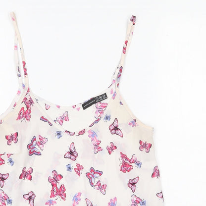 Atmosphere Womens White Geometric Polyester Camisole Tank Size 6 Scoop Neck - Butterfly