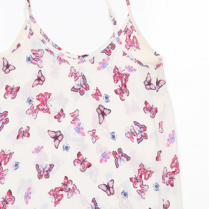 Atmosphere Womens White Geometric Polyester Camisole Tank Size 6 Scoop Neck - Butterfly