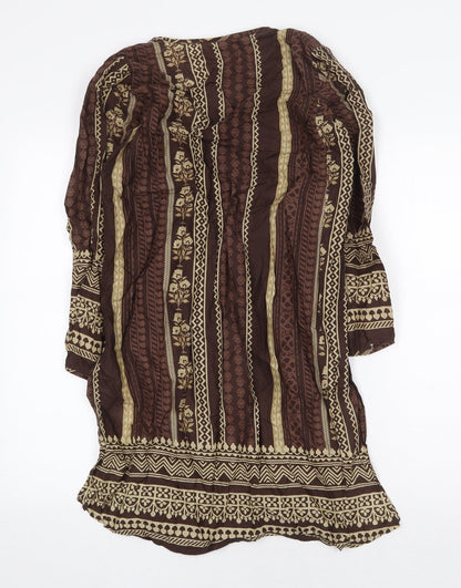 Khaadi Womens Brown Polyester Shift Size 10 V-Neck Button