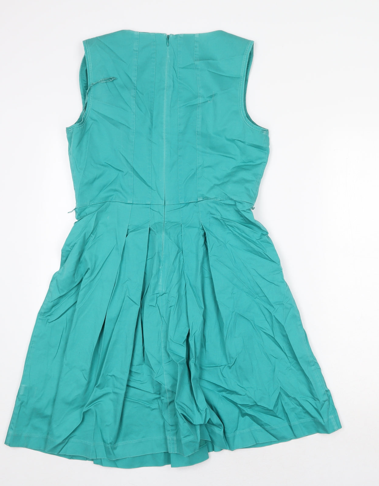 Oasis Womens Green Cotton A-Line Size 12 Scoop Neck Zip