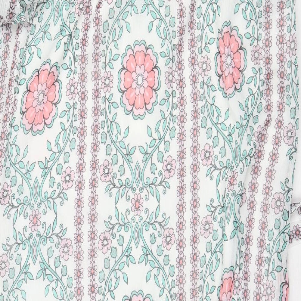 George Womens White Geometric Polyester A-Line Size 14 Square Neck Tie