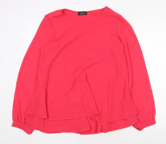 James Lakeland Womens Pink Polyester Basic Blouse Size 18 Round Neck