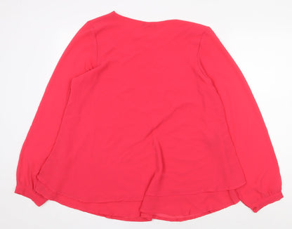 James Lakeland Womens Pink Polyester Basic Blouse Size 18 Round Neck