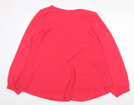 James Lakeland Womens Pink Polyester Basic Blouse Size 18 Round Neck