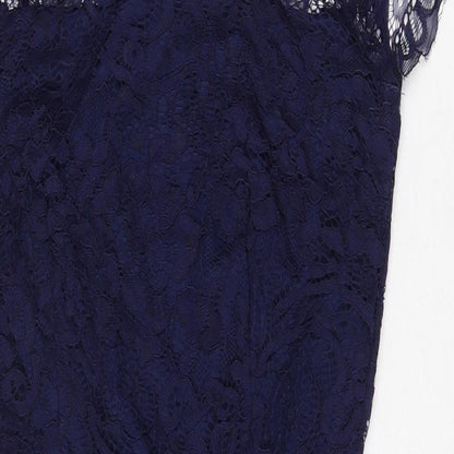 Preworn Womens Blue Nylon Bodycon Size 10 Mock Neck Zip