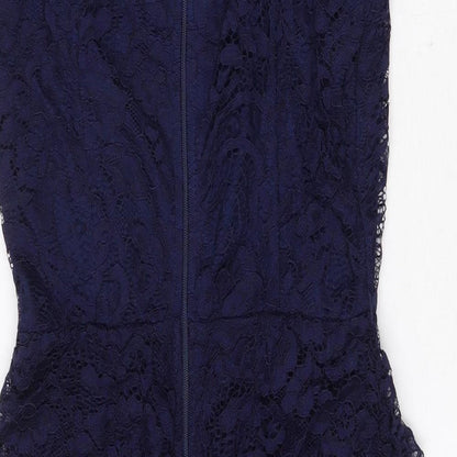 Preworn Womens Blue Nylon Bodycon Size 10 Mock Neck Zip