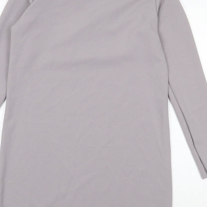 Boohoo Womens Grey Polyester Shift Size 12 V-Neck Pullover