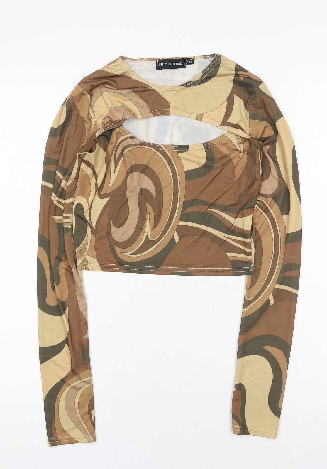 Womens UK Size 8 PRETTYLITTLETHING Multicoloured Cropped T-Shirt