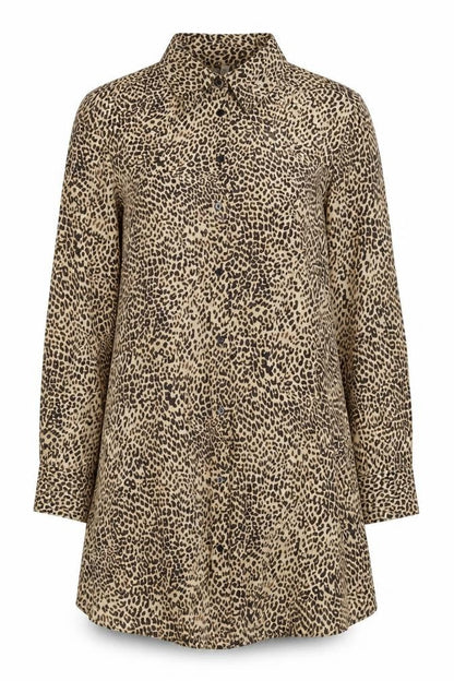 Zara Womens Yellow Animal Print Polyester Shirt Dress Size S Collared Button